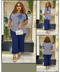 women striped two piece set