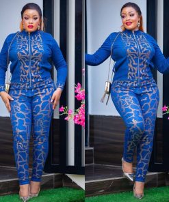 Blue denim women two piece
