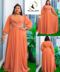 Orange party long women dress