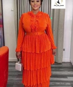 women orange breathable dress