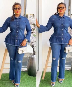 Women denim 2 piece set